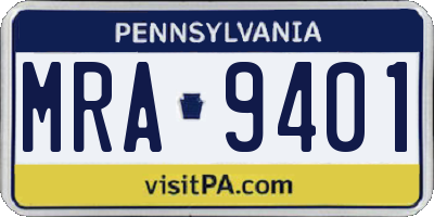 PA license plate MRA9401