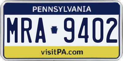 PA license plate MRA9402