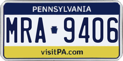 PA license plate MRA9406