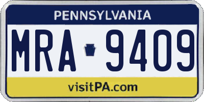 PA license plate MRA9409