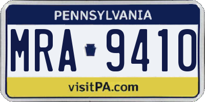 PA license plate MRA9410