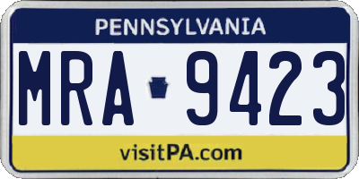 PA license plate MRA9423