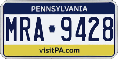 PA license plate MRA9428
