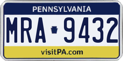 PA license plate MRA9432