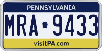 PA license plate MRA9433