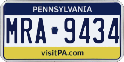 PA license plate MRA9434