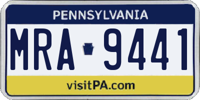 PA license plate MRA9441