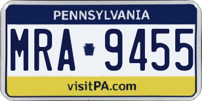 PA license plate MRA9455
