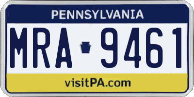 PA license plate MRA9461