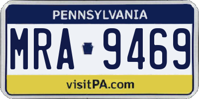 PA license plate MRA9469
