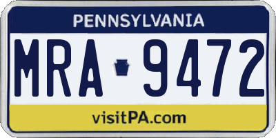 PA license plate MRA9472