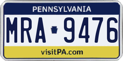 PA license plate MRA9476