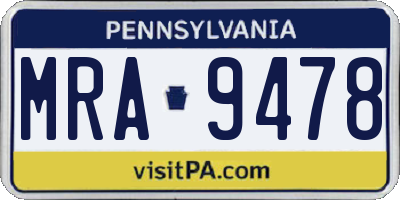 PA license plate MRA9478