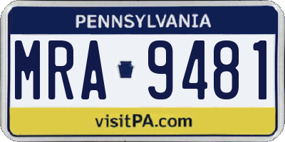PA license plate MRA9481