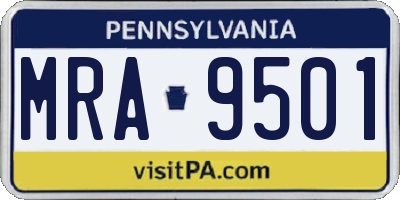 PA license plate MRA9501