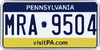 PA license plate MRA9504