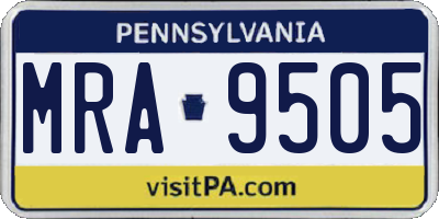 PA license plate MRA9505