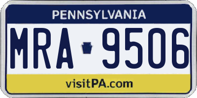 PA license plate MRA9506