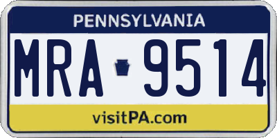 PA license plate MRA9514
