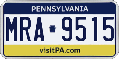 PA license plate MRA9515