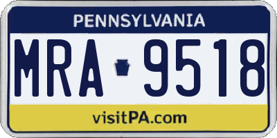 PA license plate MRA9518