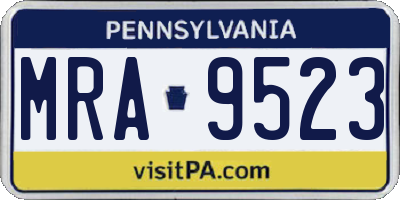 PA license plate MRA9523