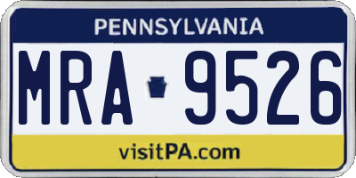 PA license plate MRA9526