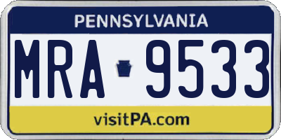 PA license plate MRA9533
