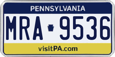 PA license plate MRA9536