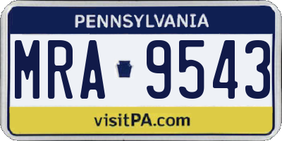 PA license plate MRA9543
