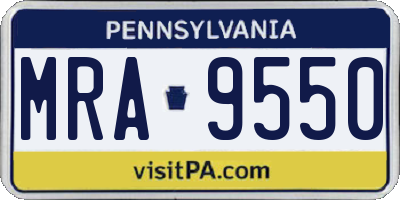 PA license plate MRA9550