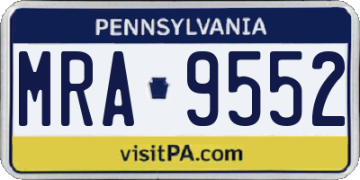 PA license plate MRA9552