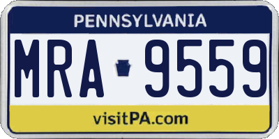 PA license plate MRA9559