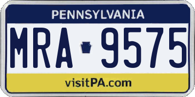 PA license plate MRA9575