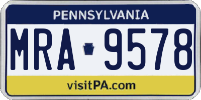 PA license plate MRA9578