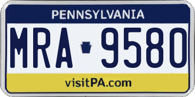 PA license plate MRA9580