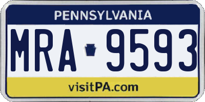 PA license plate MRA9593