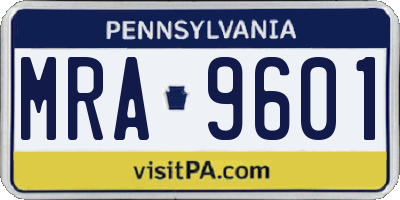 PA license plate MRA9601