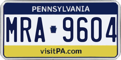 PA license plate MRA9604