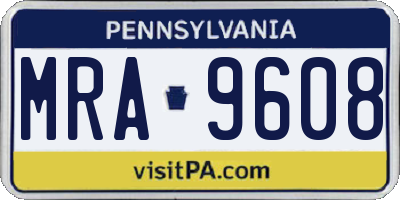PA license plate MRA9608