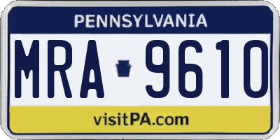 PA license plate MRA9610
