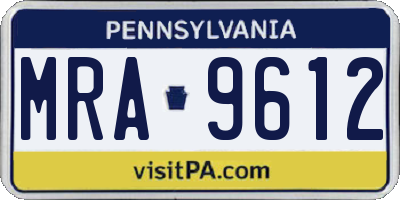 PA license plate MRA9612