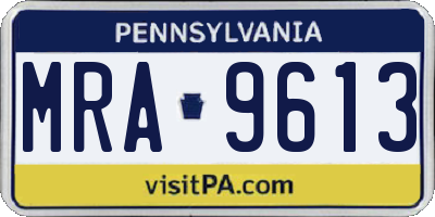 PA license plate MRA9613