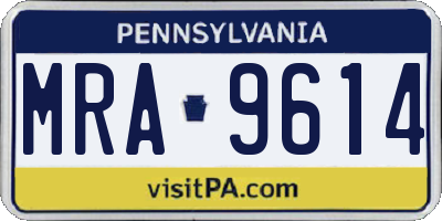 PA license plate MRA9614