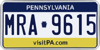 PA license plate MRA9615