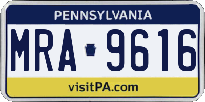 PA license plate MRA9616