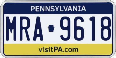 PA license plate MRA9618