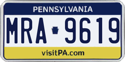 PA license plate MRA9619