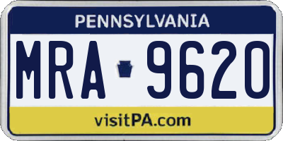 PA license plate MRA9620