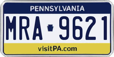 PA license plate MRA9621